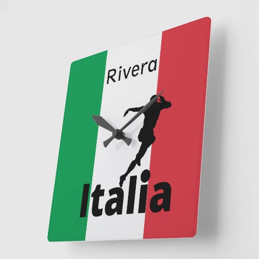 サッカー選手、イタリアのカスタマイズ可能 スクエア壁時計 (傾斜)