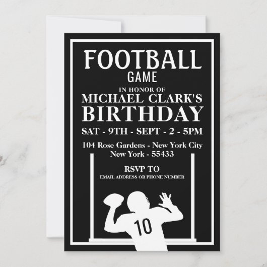 サッカー選手,サッカーのゲーム誕生日パーティー 招待状 (正面)