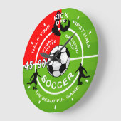 サッカー選手、サッカーマッチ ラージ壁時計 (傾斜)