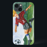サッカー選手，ジェイ・スロックモートン選手がボールを蹴る iPhone 13ケース<br><div class="desc">サッカーボつるールが空中にあり、悪質なキックを待ち、選手は巻き上げて打ち上げる。ベッカムのように曲げられる？壁に掛けたり、人生つるの中でサッカー愛与え好者に贈り物として、素晴らしい作品をお選びください。</div>