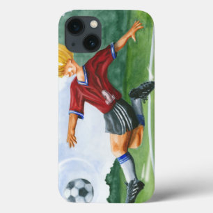 サッカー選手，ジェイ・スロックモートン選手がボールを蹴る iPhone 13ケース