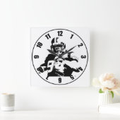 サッカー選手 スクエア壁時計 (ホーム)