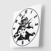 サッカー選手 スクエア壁時計 (傾斜)