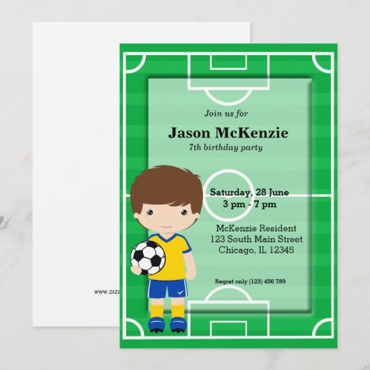 サッカー選手 招待状 (正面/裏面)