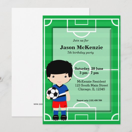 サッカー選手 招待状 (正面/裏面)