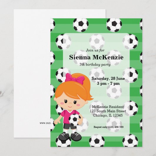 サッカー選手 招待状 (正面/裏面)