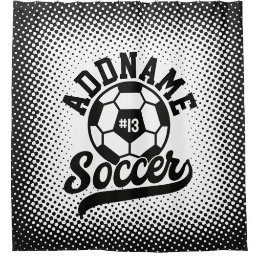サッカー選手ADD NAMEサッカーチームパーソナライズされた シャワーカーテン (正面)