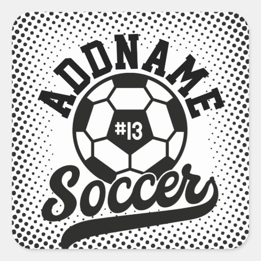サッカー選手ADD NAMEサッカーチームパーソナライズされた スクエアシール (正面)