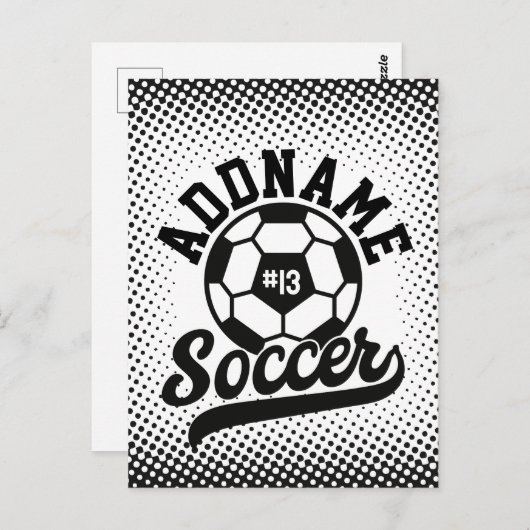 サッカー選手ADD NAMEサッカーチームパーソナライズされた ポストカード (正面/裏面)