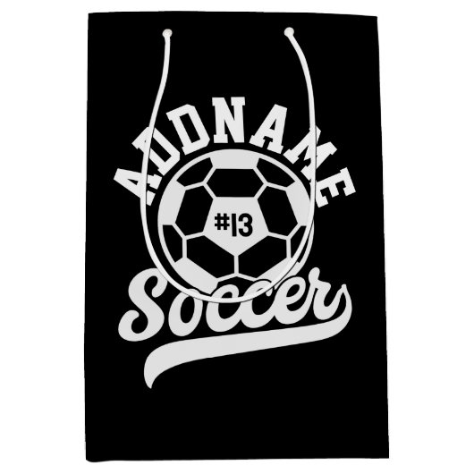 サッカー選手ADD NAMEサッカーチームパーソナライズされた ミディアムペーパーバッグ (正面)