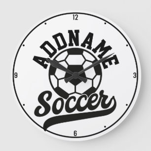 サッカー選手ADD NAMEサッカーチームパーソナライズされた ラージ壁時計