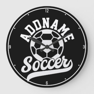 サッカー選手ADD NAMEサッカーチームパーソナライズされた ラージ壁時計