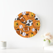 サッカー野球のスポーツパターン ラージ壁時計 (ホーム)