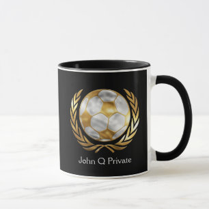 サッカー金ゴールドとシルバーカスタム マグカップ