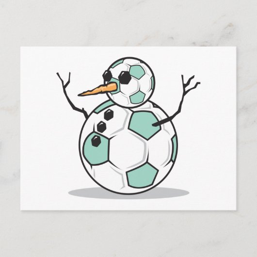 サッカー間抜けボール雪だるま ポストカード (正面)