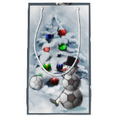 サッカー雪だるまクリスマス スモールペーパーバッグ (正面)