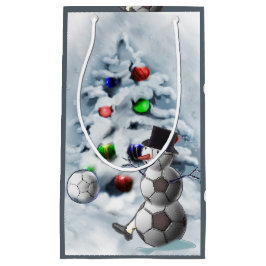 サッカー雪だるまクリスマス スモールペーパーバッグ
