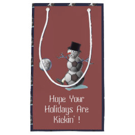 サッカー雪だるまクリスマス スモールペーパーバッグ