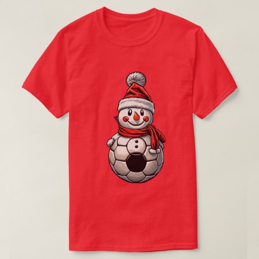 サッカー雪だるまクリスマス Tシャツ (デザイン正面)