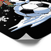 サッカー雪だるまサッカー選手サンタハットクリスマスF ポスター (角)
