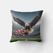 サッカー飛んでいると旗を持つハゲのワシ クッション (裏面)