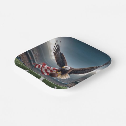 サッカー飛んでいると旗を持つハゲのワシ ペーパープレート (傾斜あり)