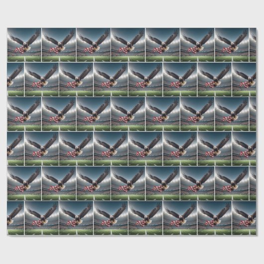 サッカー飛んでいると旗を持つハゲのワシ ラッピングペーパー (フラット)