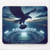 サッカー飛んでいる場の上にハゲのワシ マウスパッド (正面)