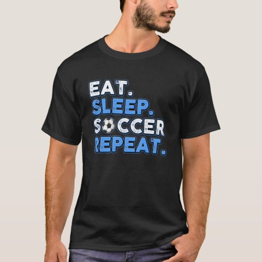 サッカー食べの再演サッカー熱狂者スリープサッカー Tシャツ (正面)