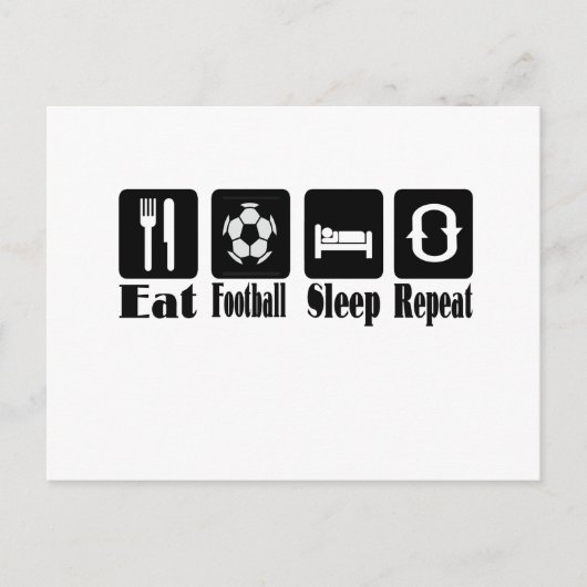 サッカー食べの睡眠と繰り返し ポストカード (正面)