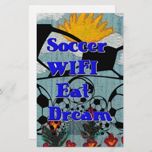 サッカー食べWIFIドリーム – おもしろいスポーツアートプリント (正面/裏面)
