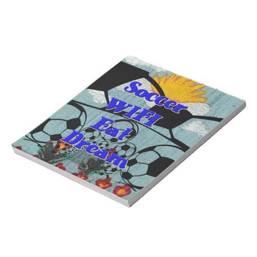 サッカー食べWIFIドリーム – おもしろいスポーツアートプリント ノートパッド (回転)