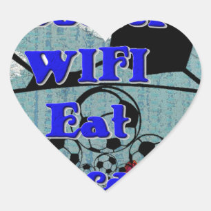 サッカー食べWIFIドリーム – おもしろいスポーツアートプリント ハートシール