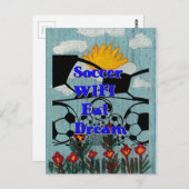 サッカー食べWIFIドリーム – おもしろいスポーツアートプリント ポストカード (正面/裏面)