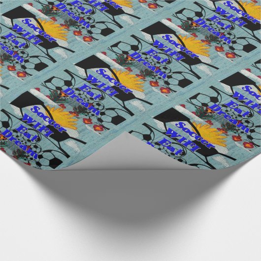 サッカー食べWIFIドリーム – おもしろいスポーツアートプリント ラッピングペーパー (角)