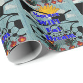 サッカー食べWIFIドリーム – おもしろいスポーツアートプリント ラッピングペーパー (ロールコーナー)