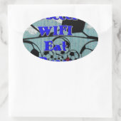 サッカー食べWIFIドリーム – おもしろいスポーツアートプリント 楕円形シール (バッグ)