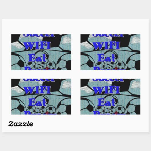 サッカー食べWIFIドリーム – おもしろいスポーツアートプリント 長方形シール (シート)