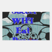 サッカー食べWIFIドリーム – おもしろいスポーツアートプリント 長方形シール (正面)
