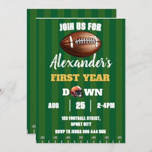 サッカー1年下りファーストボーイ誕生日 招待状 (正面/裏面)