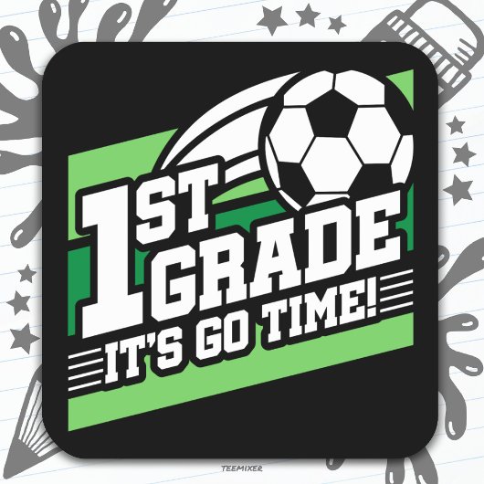 サッカー1年生サッカーの初日新学期 スクエアシール