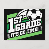 サッカー1年生サッカーの初日新学期 ポストカード (正面)