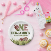 サッカー1年目のダウンサッカーBIrthdayパーティー ペーパープレート (パーティー)