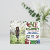 サッカー1年目のダウンフォト誕生日 ポストカード (スタンド正面)