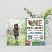 サッカー1年目のダウンフォト誕生日 招待状 (スタンド正面)