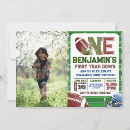 サッカー1年目のダウンフォト誕生日 招待状