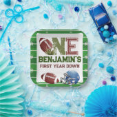 サッカー1年目のダウン誕生日 ペーパープレート (パーティー)