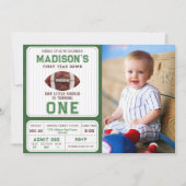 サッカー1年目を終える1歳の誕生日パーティー写真 招待状 (正面)