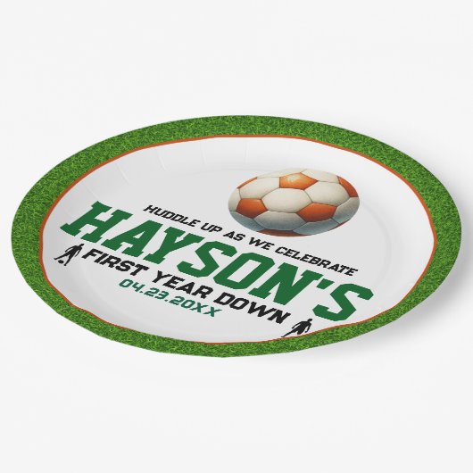 サッカー1年目を終える1歳の誕生日パーティー ペーパープレート (アングル)