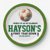 サッカー1年目を終える1歳の誕生日パーティー ペーパープレート (正面)